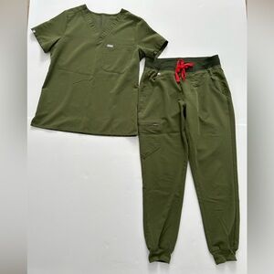FIGS Olive Green Scrub Uniform Set size small